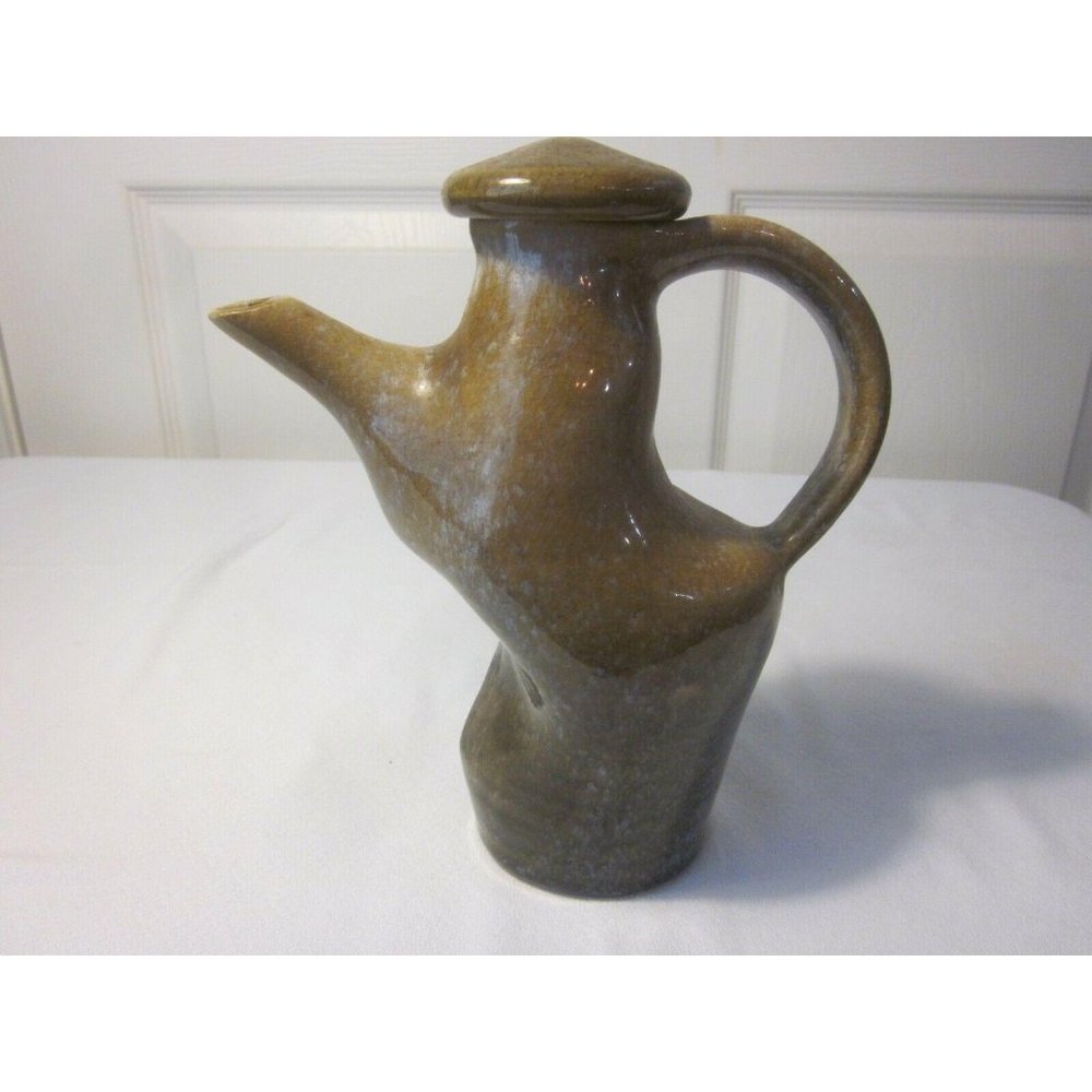 Glazed Stoneware Artful Pitcher with Lid Marked 31